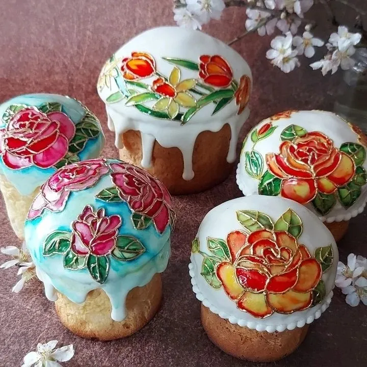 Декор куличей в витражной технике (Наталья Семенова)
