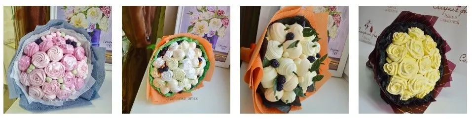 Сборка букета из зефира и сладостей (Ирина Юркова)