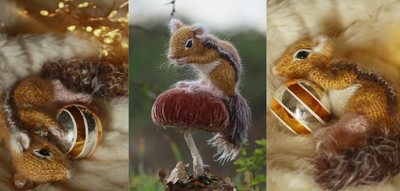 [Вяжи.ру] Вязаный спицами бурундук Chipmunk Chippy (Claire Garland)