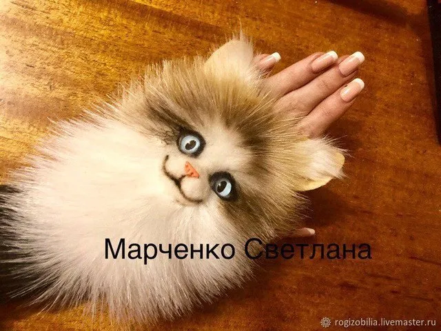 Мастер-класс по декору на перчатки, брошь «Котенок». Звероварежки (Светлана Марченко)