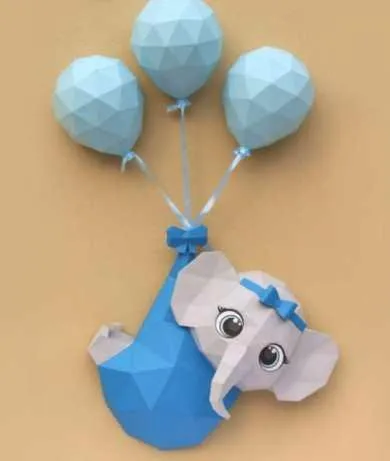3D бумажная поделка Слоненок (etsy)