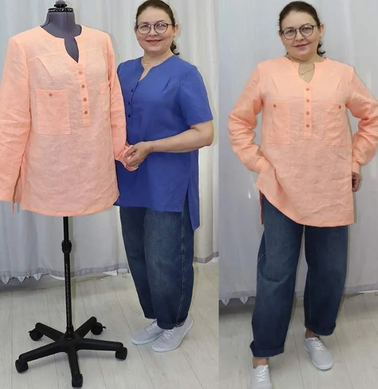 Льняная блузка любимая горловина (Тамара Тимофеева)