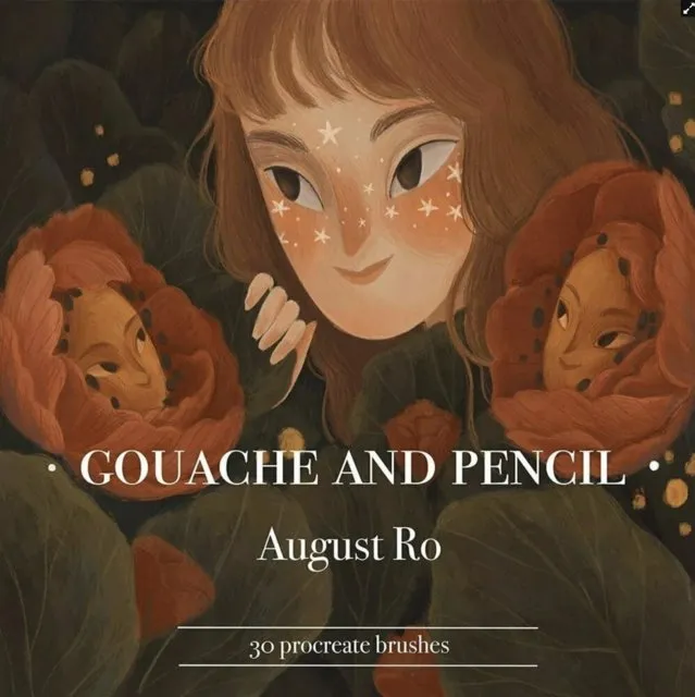 Gouache and pencil Procreate Brushes (August Ro)