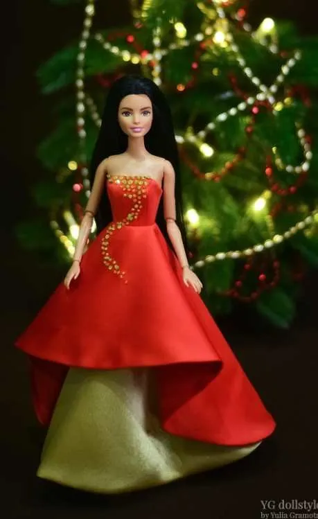 [YG Dollstyle] Новогоднее платье для Барби красное (Юлия Грамотнева)