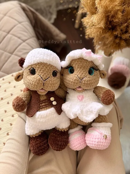 [Teddy_knitted] Овечка и Барашек (Дарья Киселева)