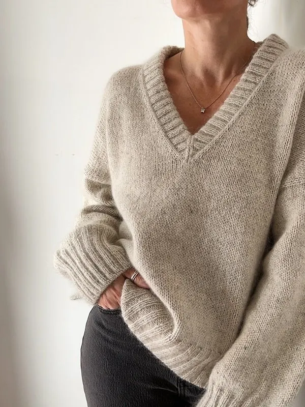 [Вяжи.ру] Стильный пуловер оверсайз Harlow V-Neck (Caidree)