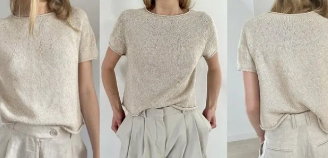 [Вяжи.ру] Топ с круглой кокеткой Plain Yoke Tee 20 Solo (Lene Holme Samsøe)