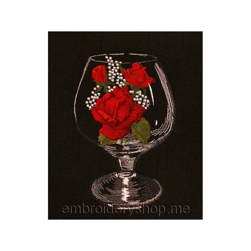 Дизайн машинной вышивки  Бокал с розами art0002 [Embroideryshop]