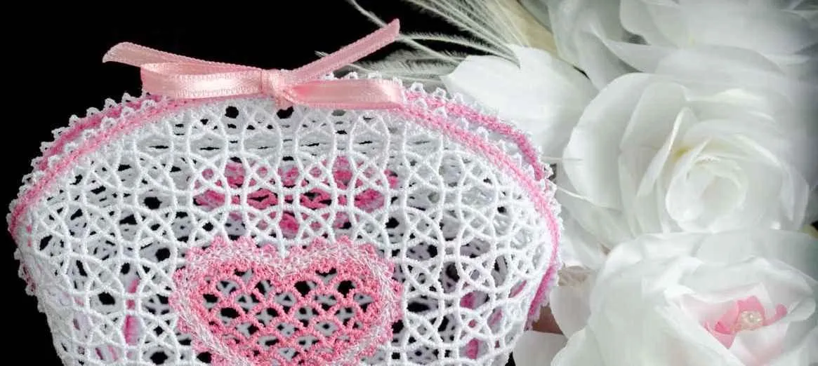 Дизайн машинной вышивки «Кружевная корзиночка для украшений» fsl0045 [Embroideryshop]