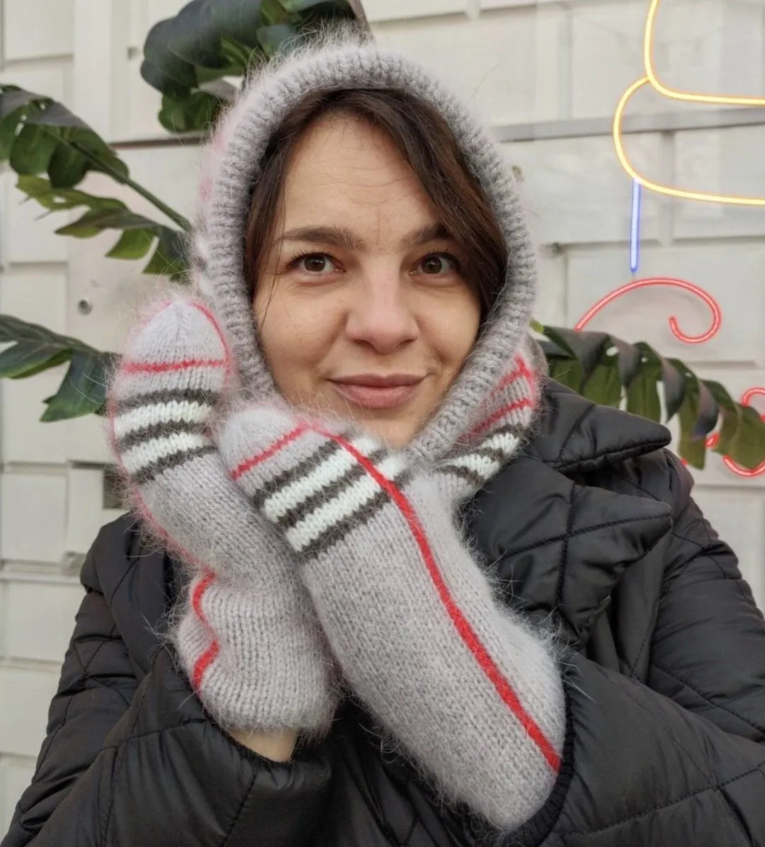 [nb_knit] Капор и варежки в стиле Барбери (Надежда Барбиер)
