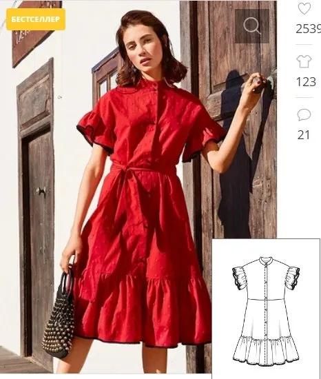 [Burda Style] Платье с пышными оборками №120. Выкройка из Burda 4/2019