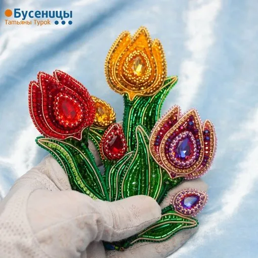 Брошь Тюльпан + серьги (Татьяна Турок)