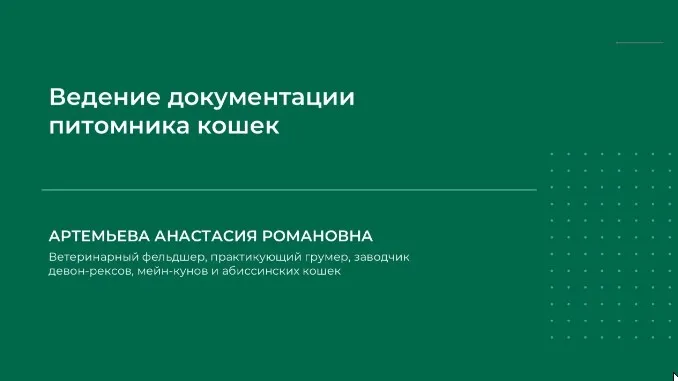 Ведение документации питомника кошек (Анастасия Артемьева)