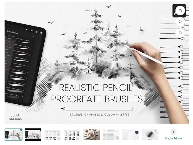 [CreativeMarket] Realistic Pencil Procreate Brushes (Julia Dreams)