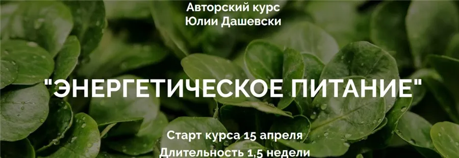 Энергетическое питание. Тариф - Книга рецептов  «Энергетическая еда» (Юлия Дашевски)