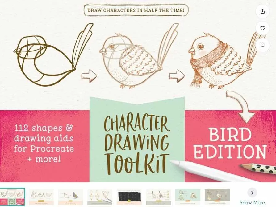 [creativemarket] Procreate Bird Drawing Toolkit Brushes / Набор инструментов для рисования птиц Procreate (Lisa Glanz)
