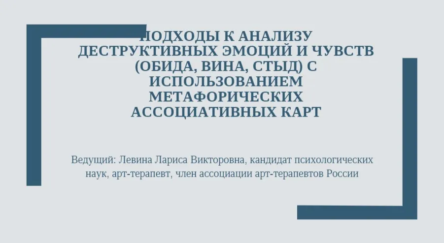 МAK в работе психолога. Oбида. Bина. Cтыд (Лариса Левина)