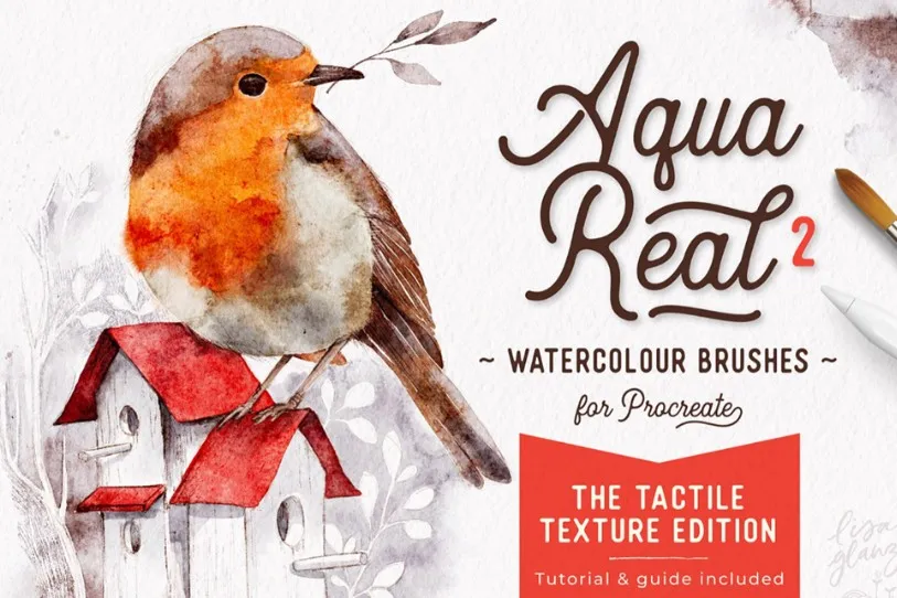 Холсты и Реалистичные Текстурные Акварельные Кисти №2. AquaReal-2, Tactile Texture Edition Watercolour Brushes for Procreate (Lisa Glanz)