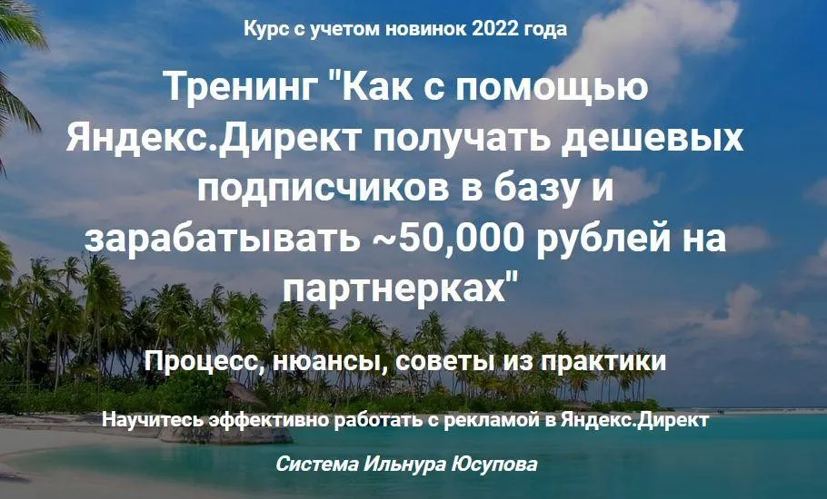 Денежные подписчики с Яндекс.Директ (Ильнур Юсупов)