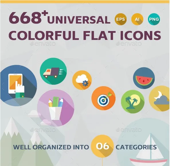 [graphicriver] Universal Colorful Flat Icons/Универсальные Красочные Плоские Иконки