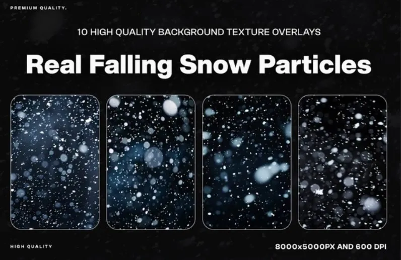 Реально падающий снег - 10 Real Falling Snow Particles Texture, 2024 (Envato Elements)