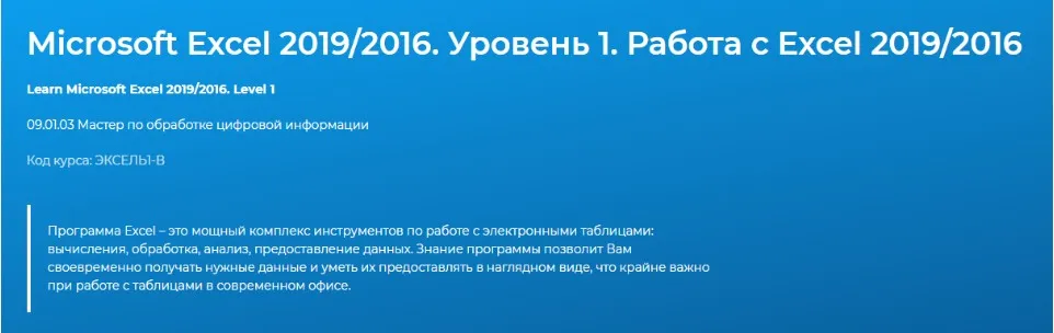 [Специалист] Microsoft Excel 2019/2016. Уровень 1. Работа с Excel 2019/2016 (Павел Пронкин)