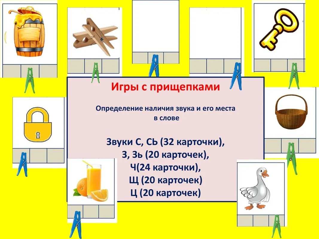 [Шкатулка логопеда] Набор игр для развития фонематического слуха «Место звука в слове». Звуки С-Сь, З-Зь, Ч, Щ, Ц (Юлия Новосёлова)