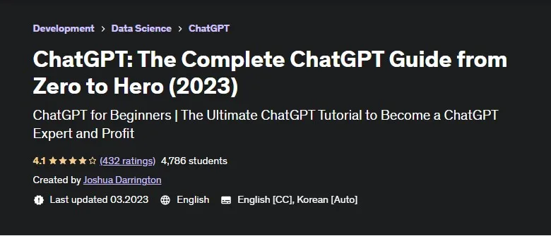 [Udemy] ChatGPT: полное руководство по ChatGPT от нуля до героя (Joshua Darrington)
