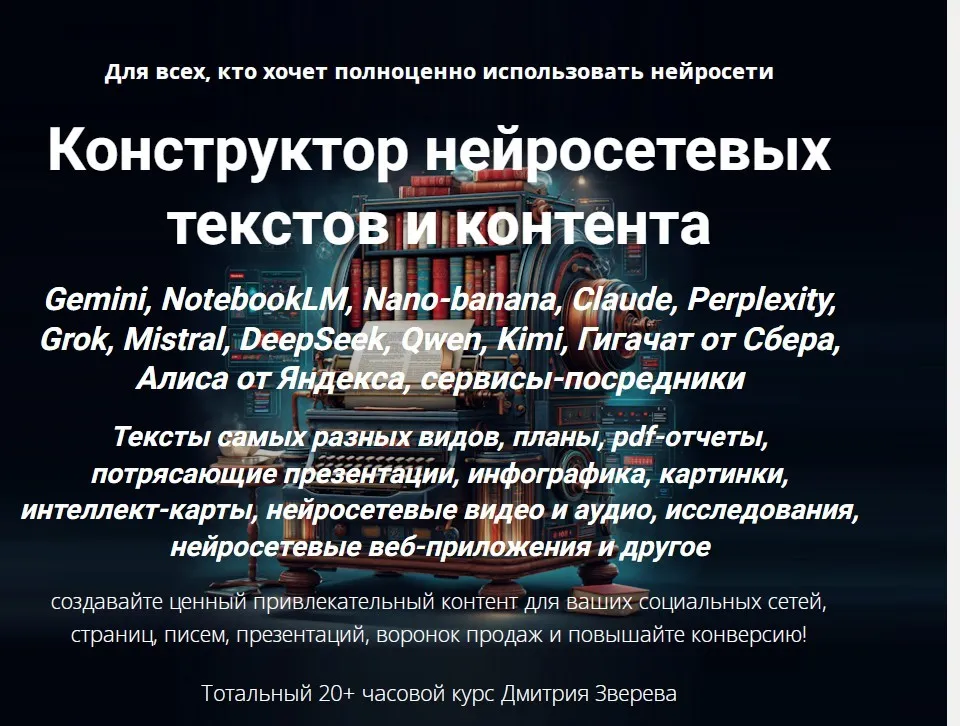 Конструктор нейросетевых текстов и контента. Тариф Все сразу (Дмитрий Зверев)