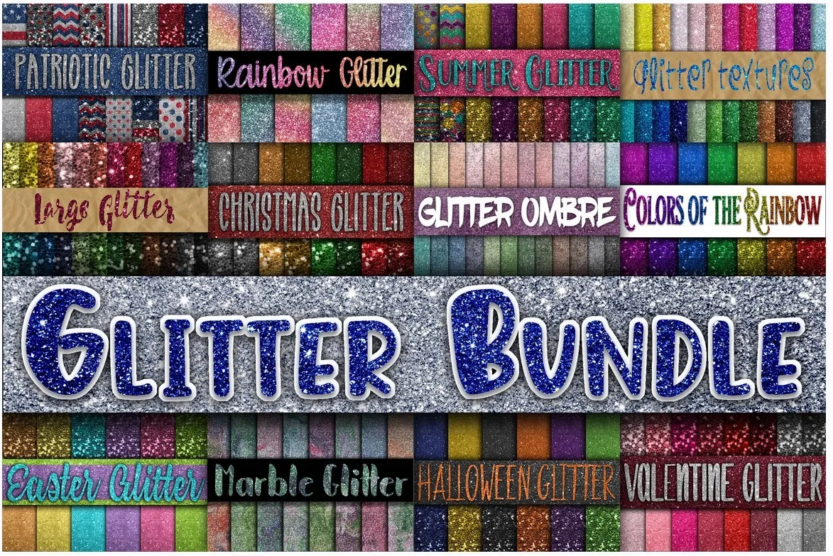 [designbundles] Набор из Текстур в Стиле Glitter
