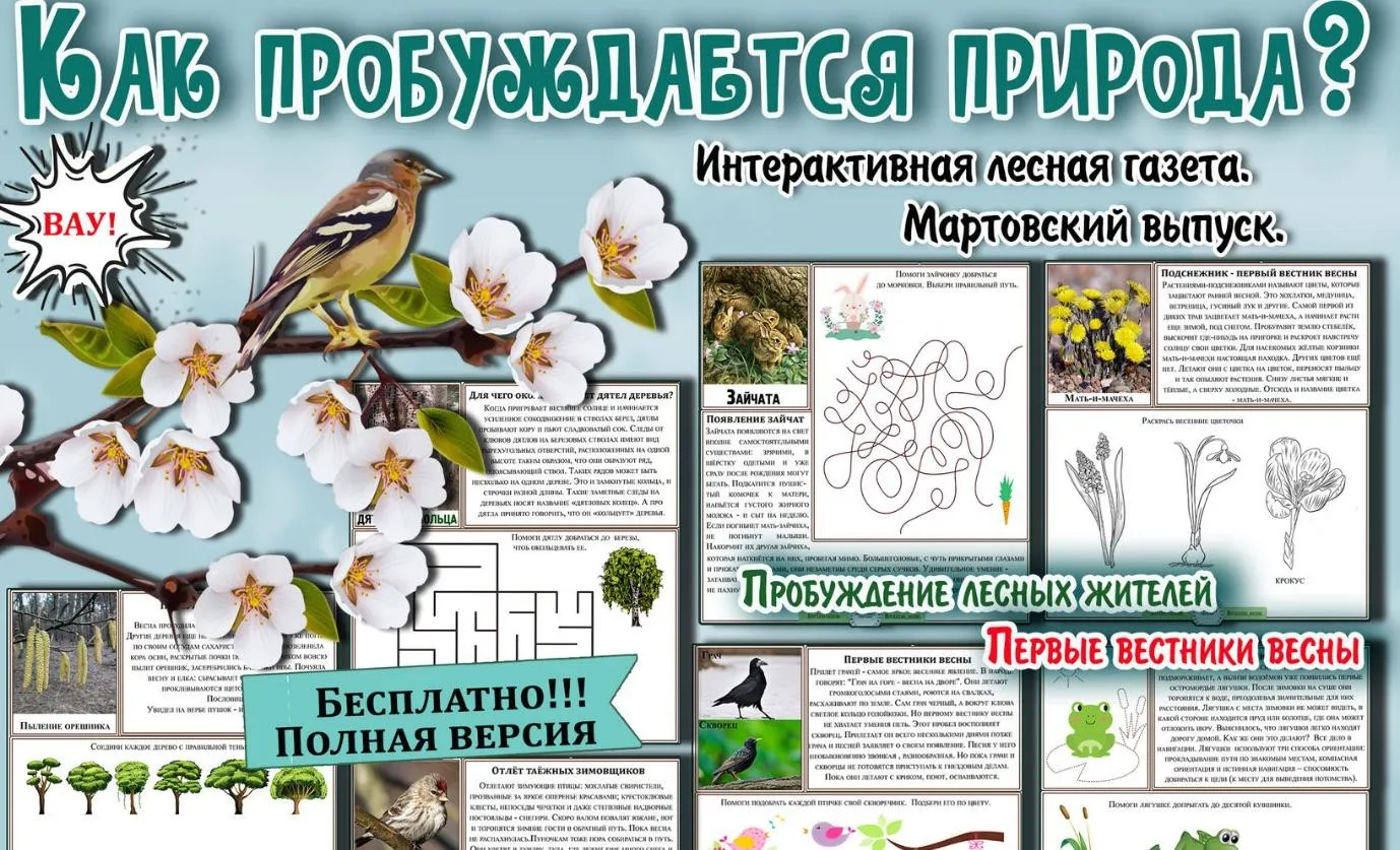 [Увлекательное обучение] Интерактивная Лесная газета. Мартовский выпуск Как пробуждается природа (Елена Солдатова)