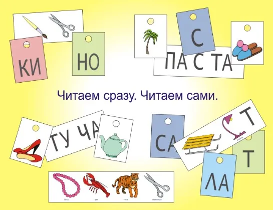 Обучение чтению с помощью слоговых пиктограмм. Ребус метод. [Методика Штернберга]