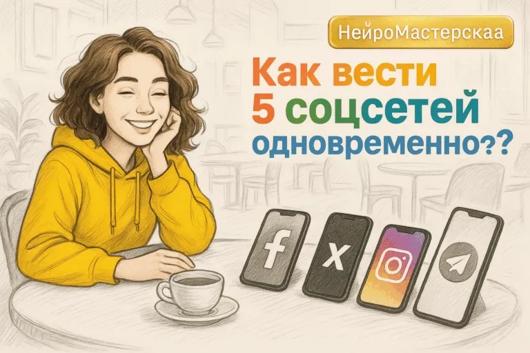 [НейроМастерская] Как вести 5+ соцсетей одновременно — без рутинных постов и без помощи SMM-щика. 1месяц (Оксана Солдатова)