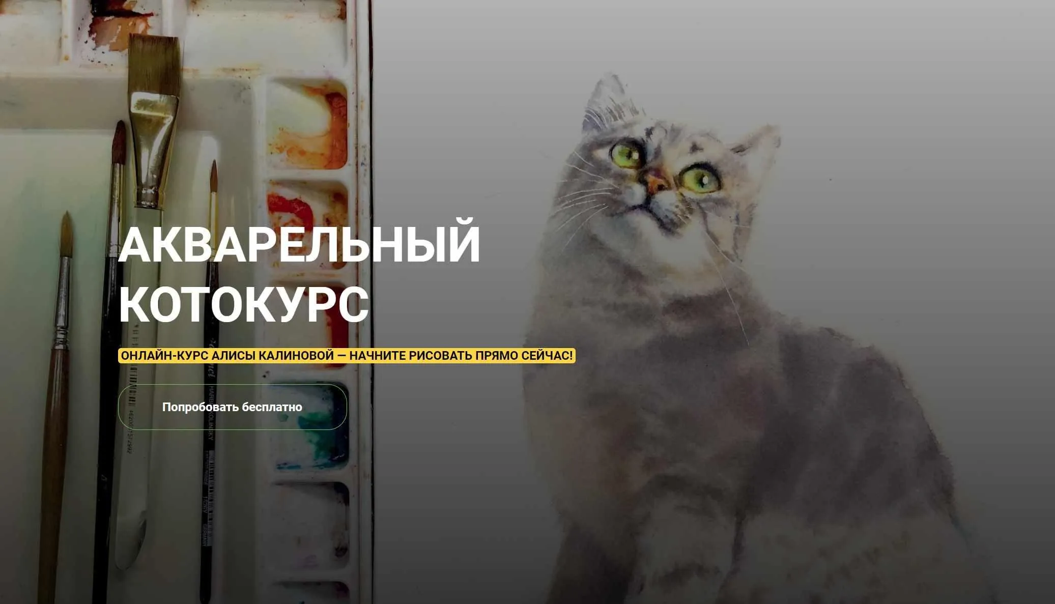 [Kalacheva School] Акварельный котокурс (Алиса Калинова)