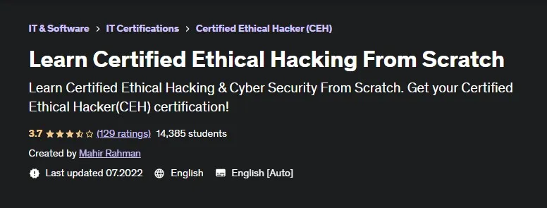 [Udemy] Изучите сертифицированный этический взлом с нуля (Mahir Rahman)