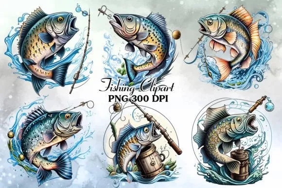 [Creativefabrica] Fish for Fishing Sublimation Clipart / Сублимационный клипарт Рыба для ловли (Cat Lady)