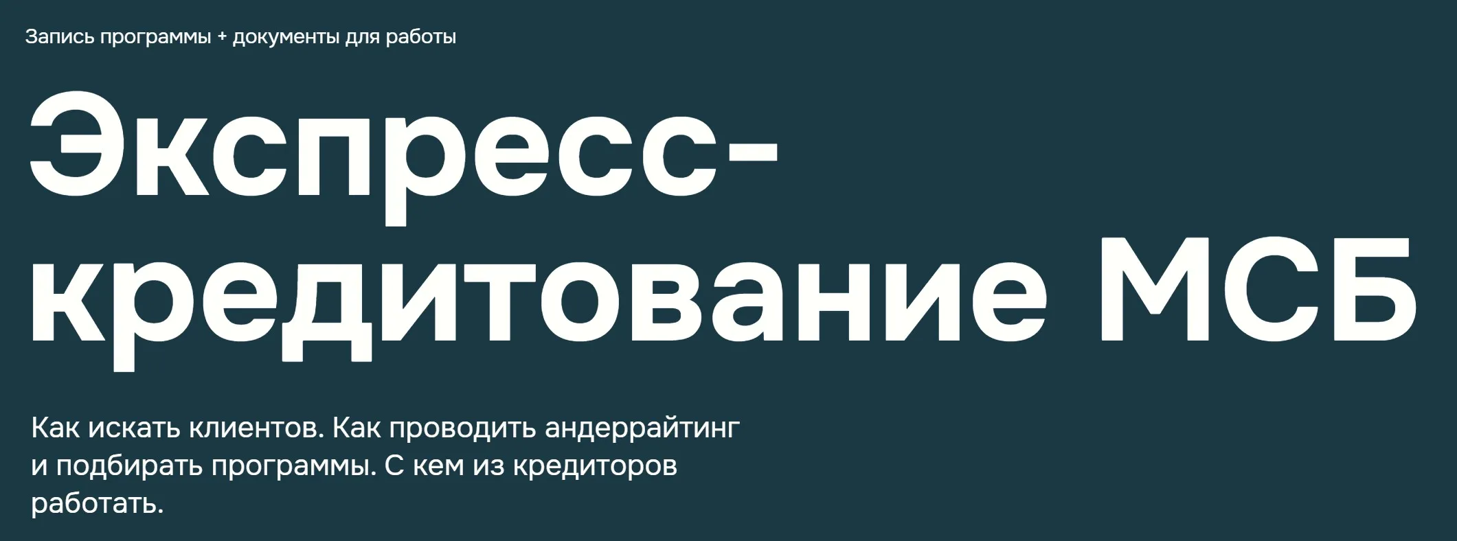 Экспресс-кредитование МСБ (Юрий Лелюхин)