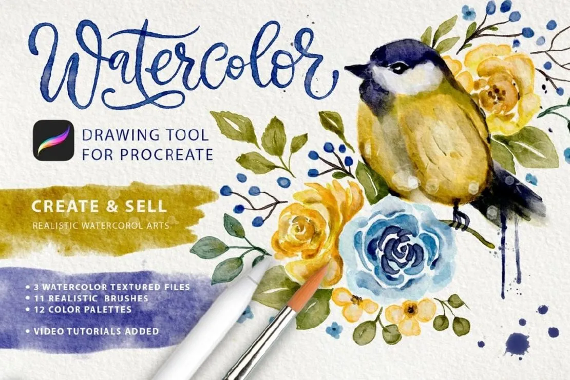 Акварельные кисти для Procreate / Watercolor Tool Kit Brushes for Procreate (Red Ink)
