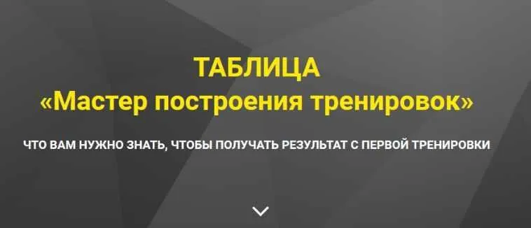 Таблица Мастер построения тренировок (Оксана Килина)