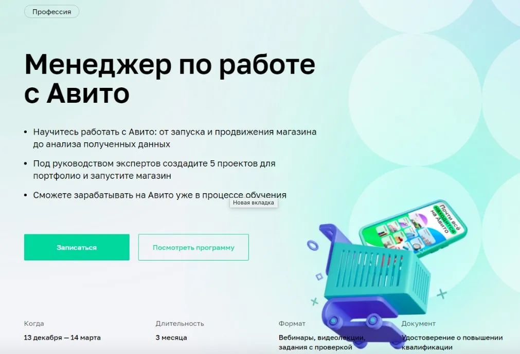 [Нетология] Менеджер по работе с Авито (Дмитрий Бурлаков)