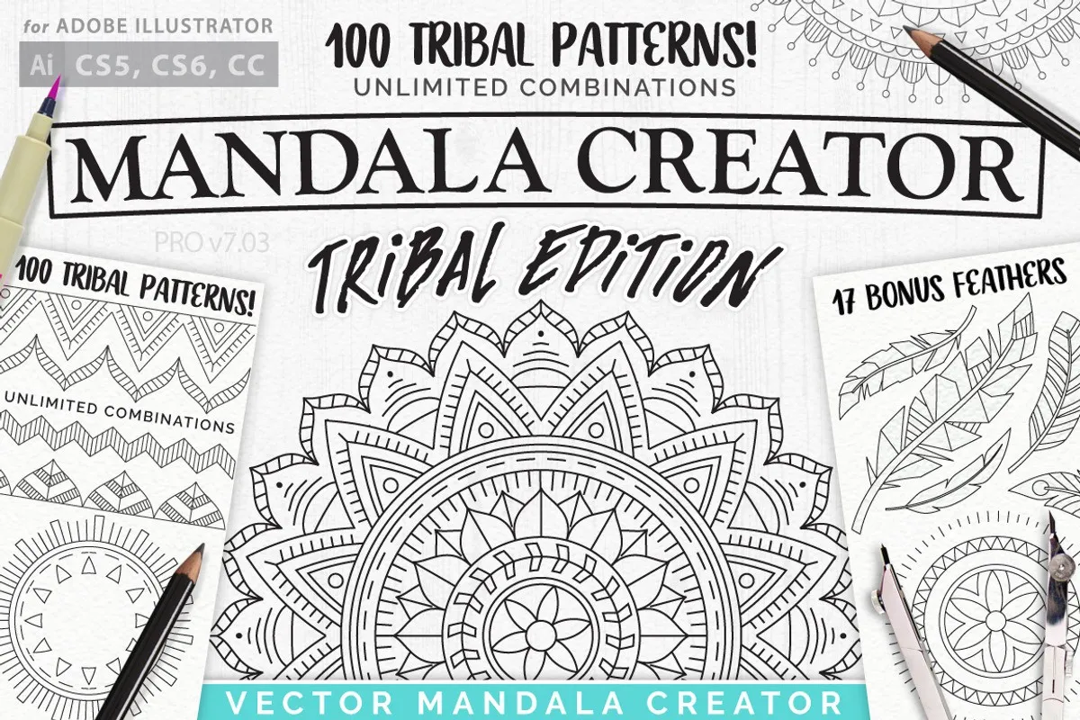 [Creativemarket] Скрипт для создания Мандалы в Adobe Illustrator. Этнический стиль иллюстраций