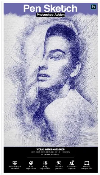 [envatomarket] Pen Sketch Photoshop Action