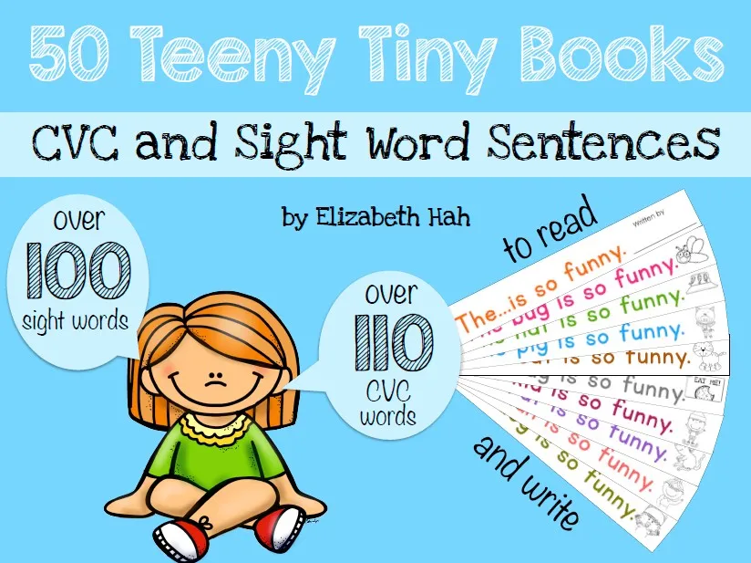 [Teachers Pay Teachers] 50 Teeny Tiny Books: CVC and Sight Word Sentences to Read and Write. 50 маленьких книжек