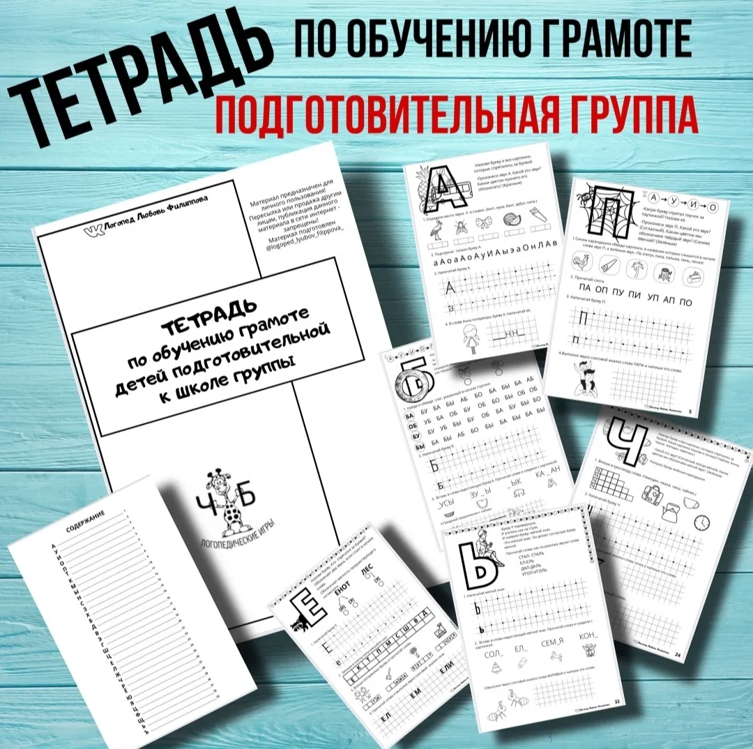 Тетрадь по обучению грамоте детей подготовительной к школе группы (Любовь Филлипова)