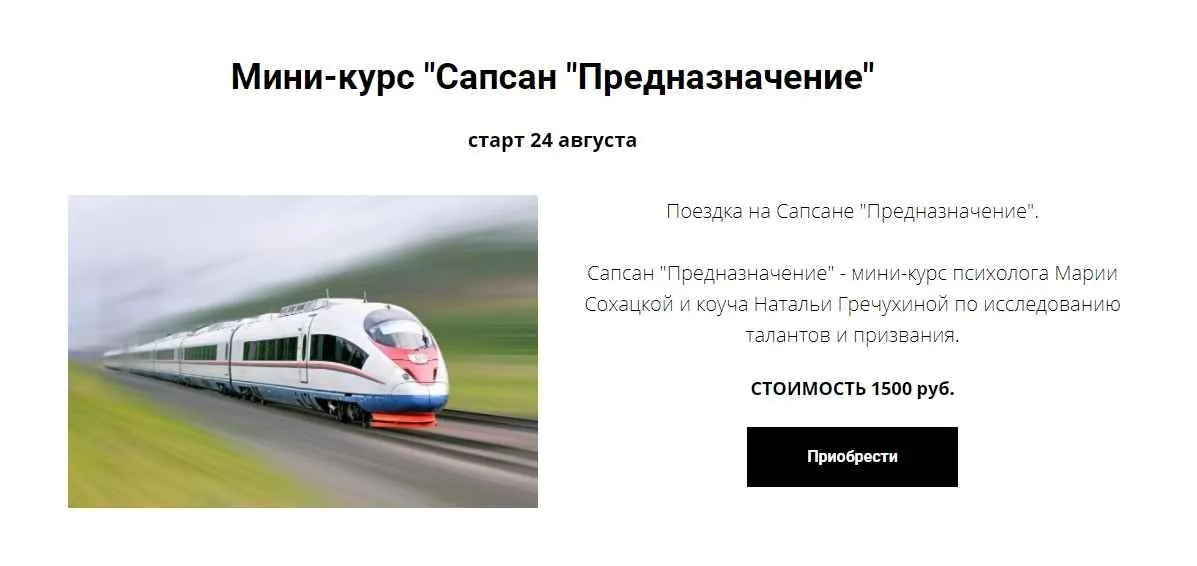 Мини-курс «Сапсан »Предназначение" (Мария Сохацкая, Наталья Гречухина)