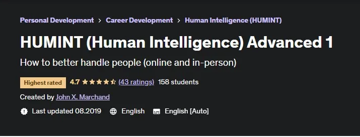 [Udemy] HUMINT: Человеческий интеллект. Продвинутый 1 (Джон Маршан)