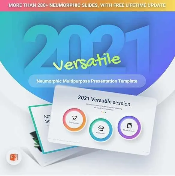 [PowerPoint] 2021 Neumorphic Premium PowerPoint Presentation Template (RRgraph)