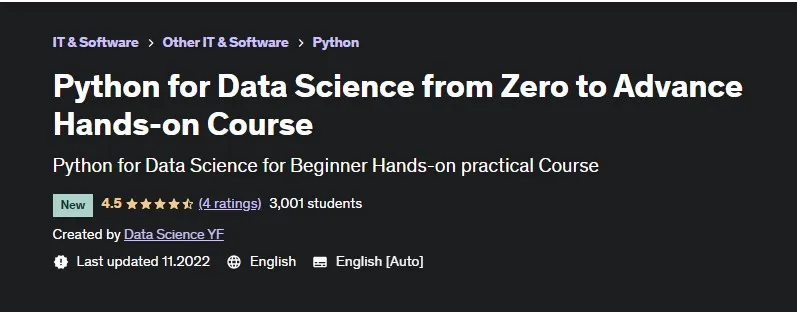 [Udemy] Python для науки о данных с нуля до продвинутого практического курса (Data Science YF)