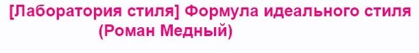 [Лаборатория стиля]  Формула идеального стиля (Роман Медный)