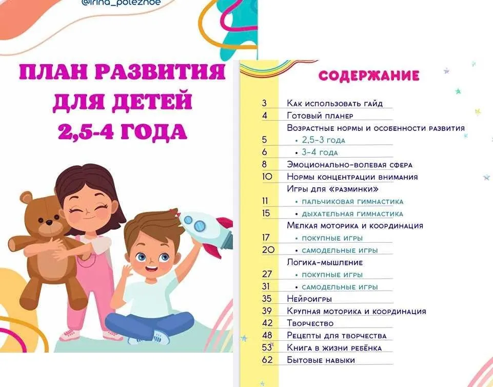 План развития для детей от 2,5 до 4 лет (irina_poleznoe)